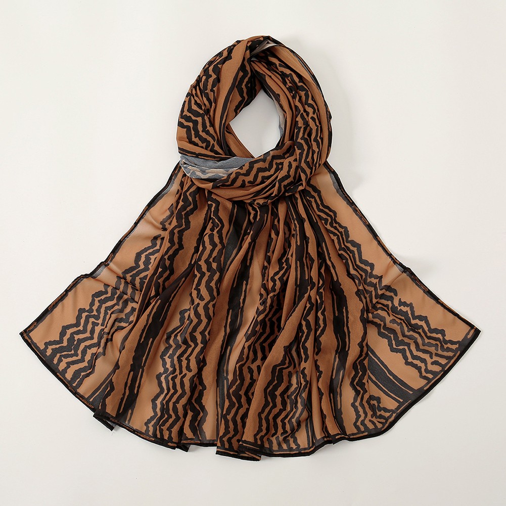 Printed Chiffon Scarf Elegant Look Lightweight Material Stylish Pattern - Picture 23 of 24