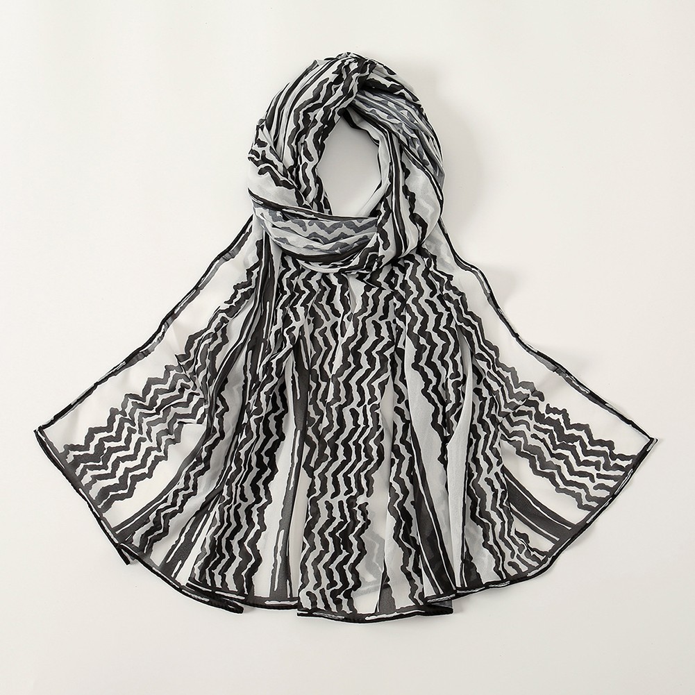 Printed Chiffon Scarf Elegant Look Lightweight Material Stylish Pattern - Picture 22 of 24