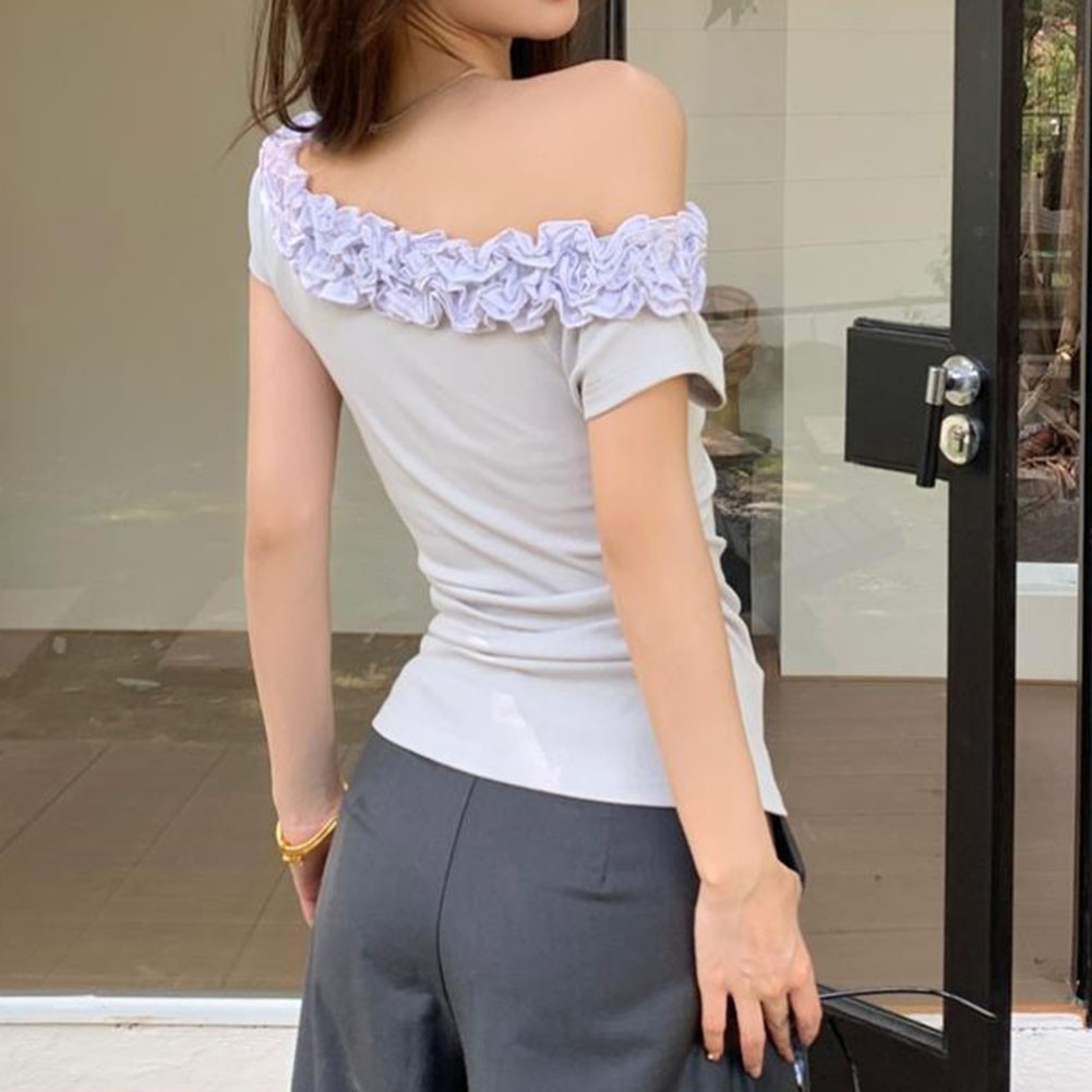 Chic Floral Off Shoulder T Shirt for Women Perfect for Summer Casual Outfits - Picture 15 of 16