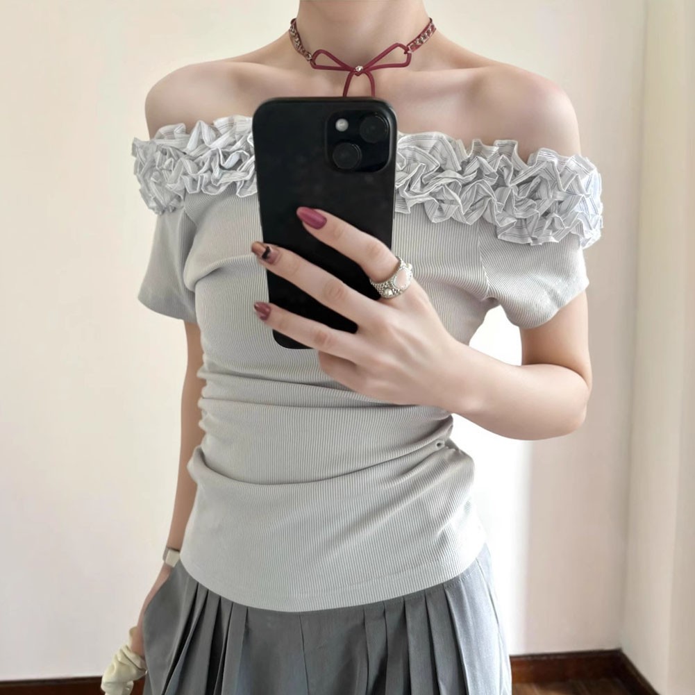 Chic Floral Off Shoulder T Shirt for Women Perfect for Summer Casual Outfits - Picture 12 of 16