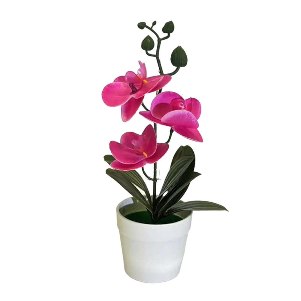 Bonsai realista de tres hojas Phalaenopsis película 3D flor falsa para decoración del hogar - Imagen 32 de 42