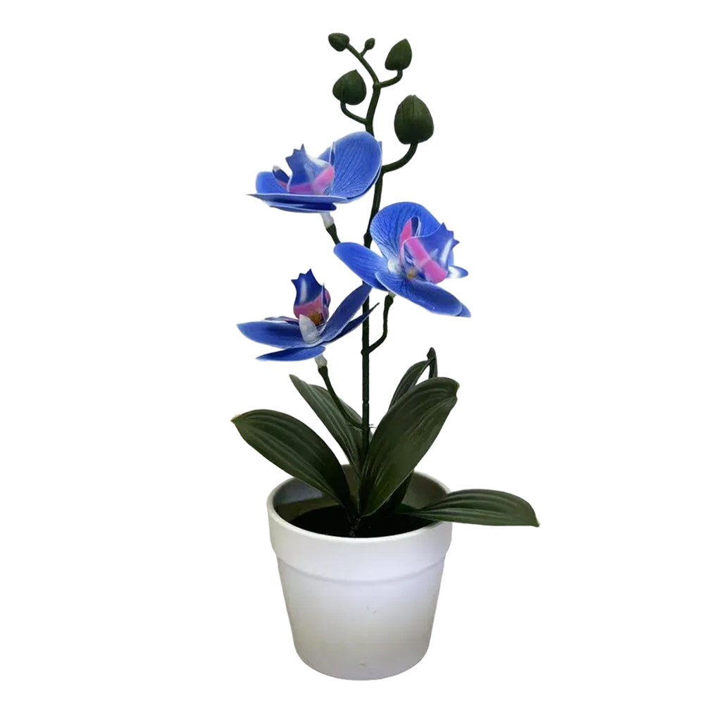 Bonsai realista de tres hojas Phalaenopsis película 3D flor falsa para decoración del hogar - Imagen 37 de 42