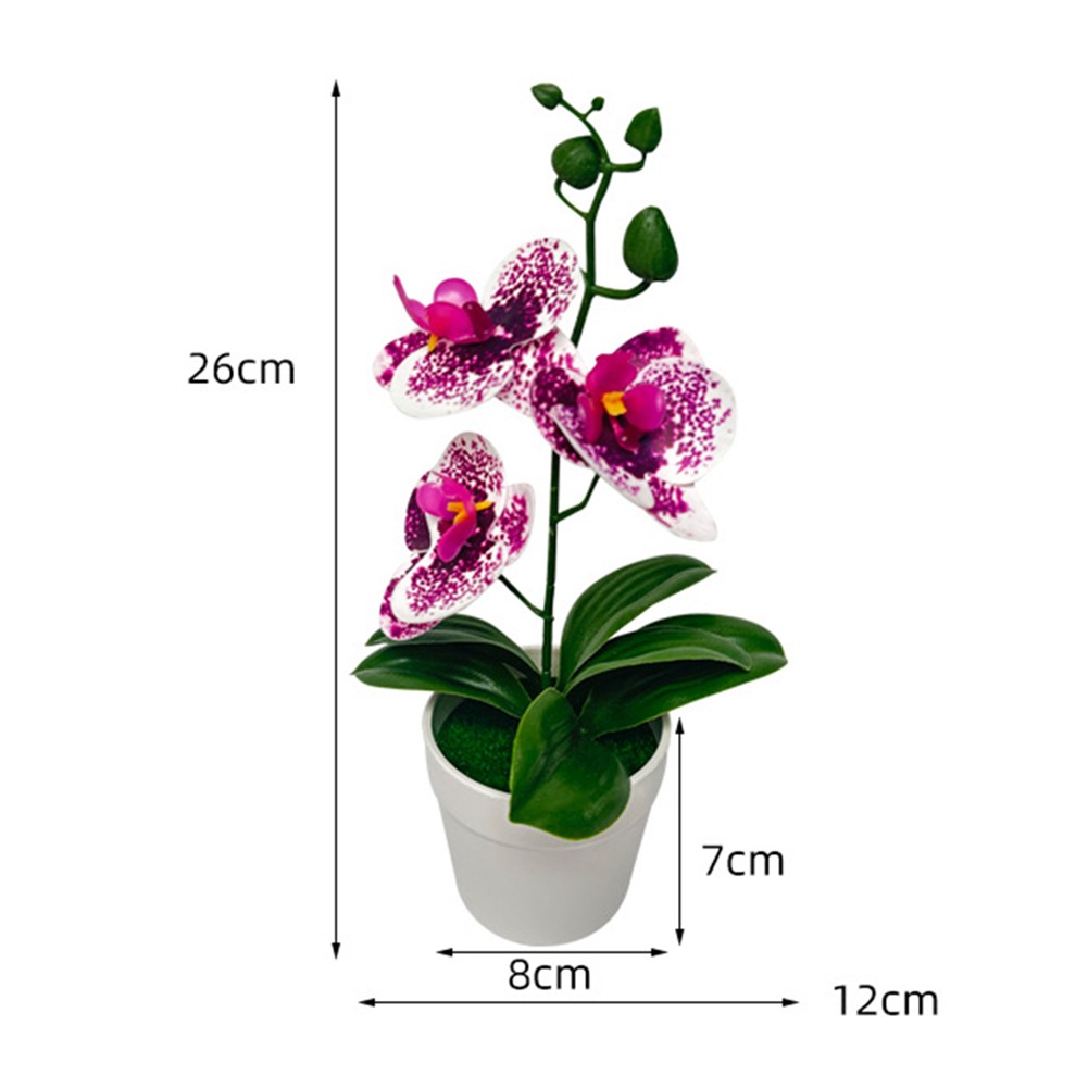 Bonsai realista de tres hojas Phalaenopsis película 3D flor falsa para decoración del hogar - Imagen 24 de 42