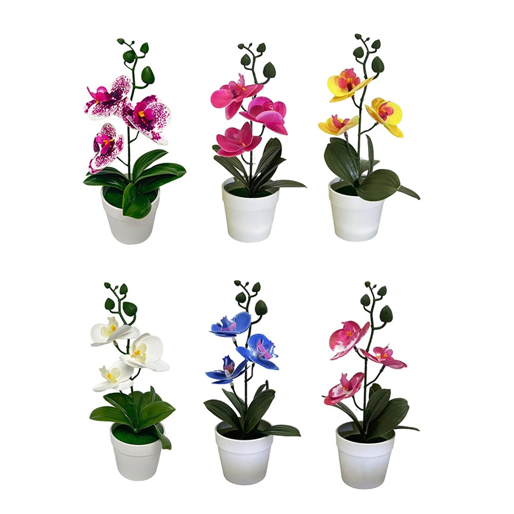 Bonsai realista de tres hojas Phalaenopsis película 3D flor falsa para decoración del hogar - Imagen 33 de 42