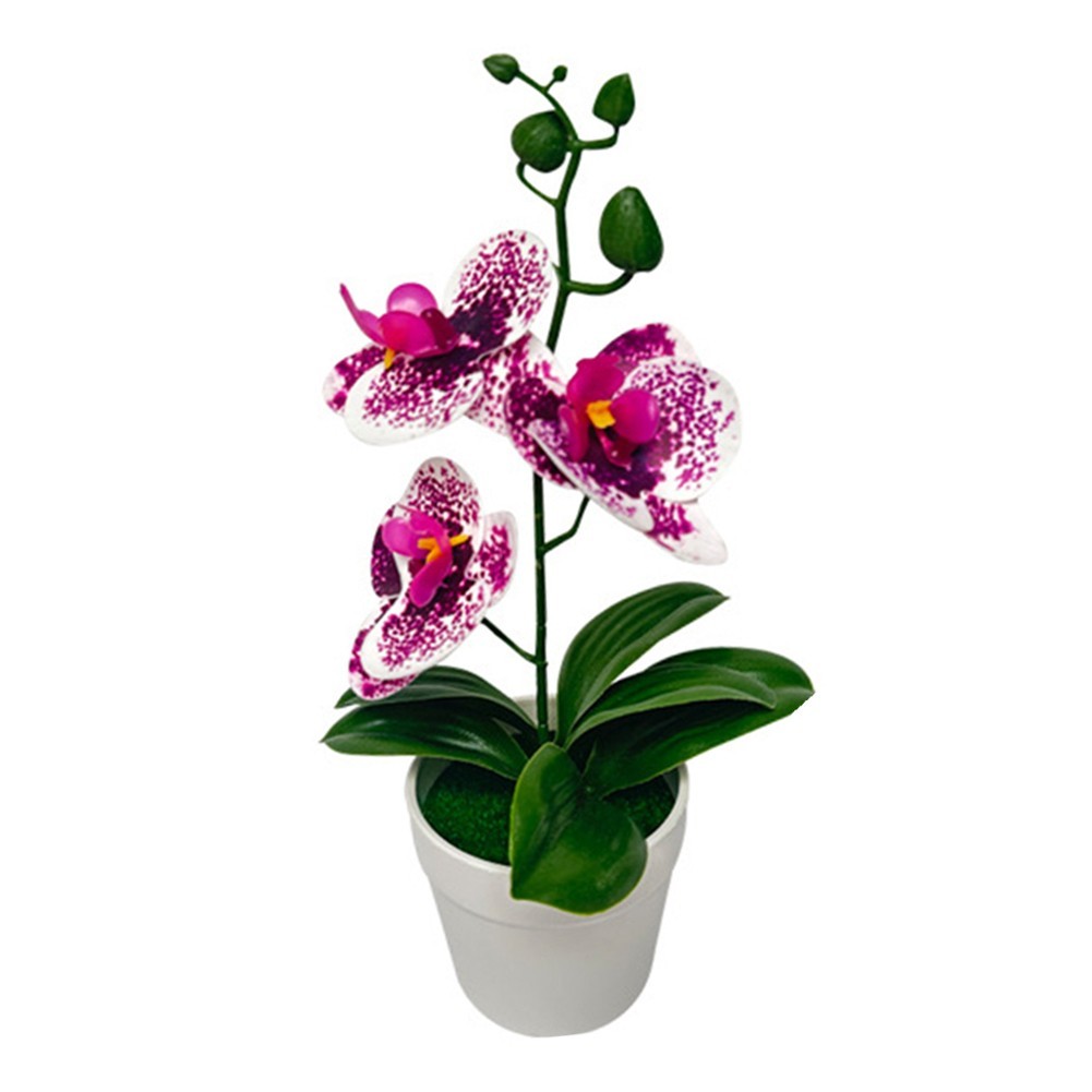Bonsai realista de tres hojas Phalaenopsis película 3D flor falsa para decoración del hogar - Imagen 19 de 42