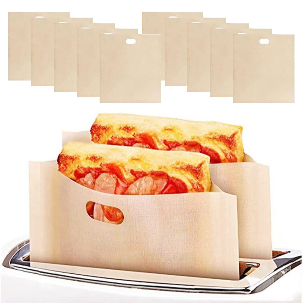 10 bolsas tostadoras resistentes al calor bolsas de sándwich reutilizables para una fácil limpieza - Imagen 18 de 24