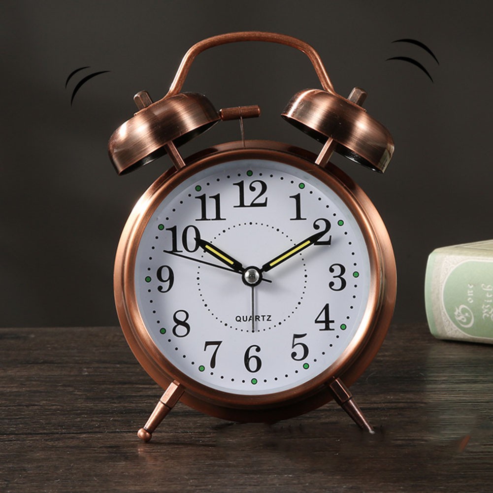 Metal Bell Clock 4-Inch Clock Size Convenient Power Source For Bedroom