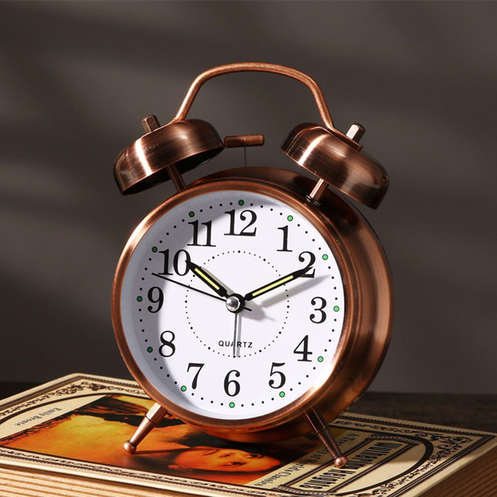 Metal Bell Clock 4-Inch Clock Size Convenient Power Source For Bedroom