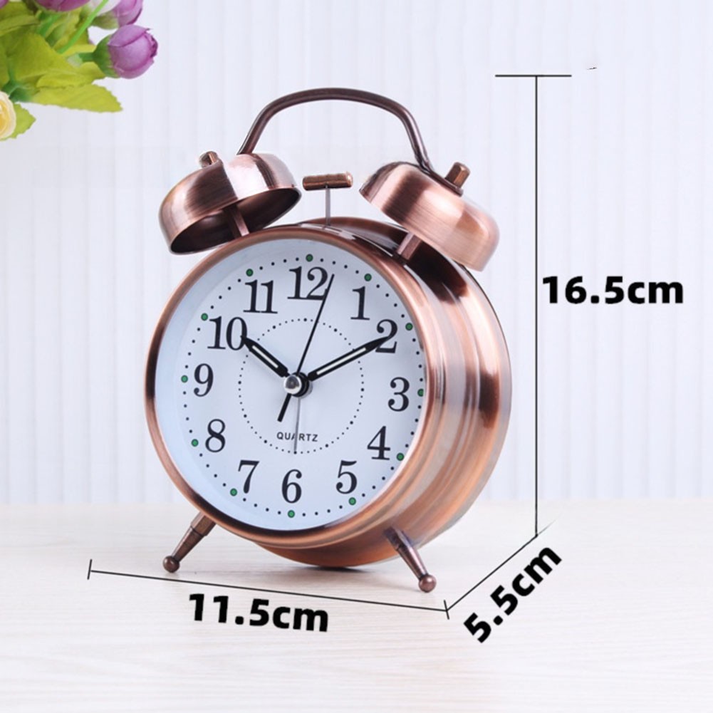 Metal Bell Clock 4-Inch Clock Size Convenient Power Source For Bedroom