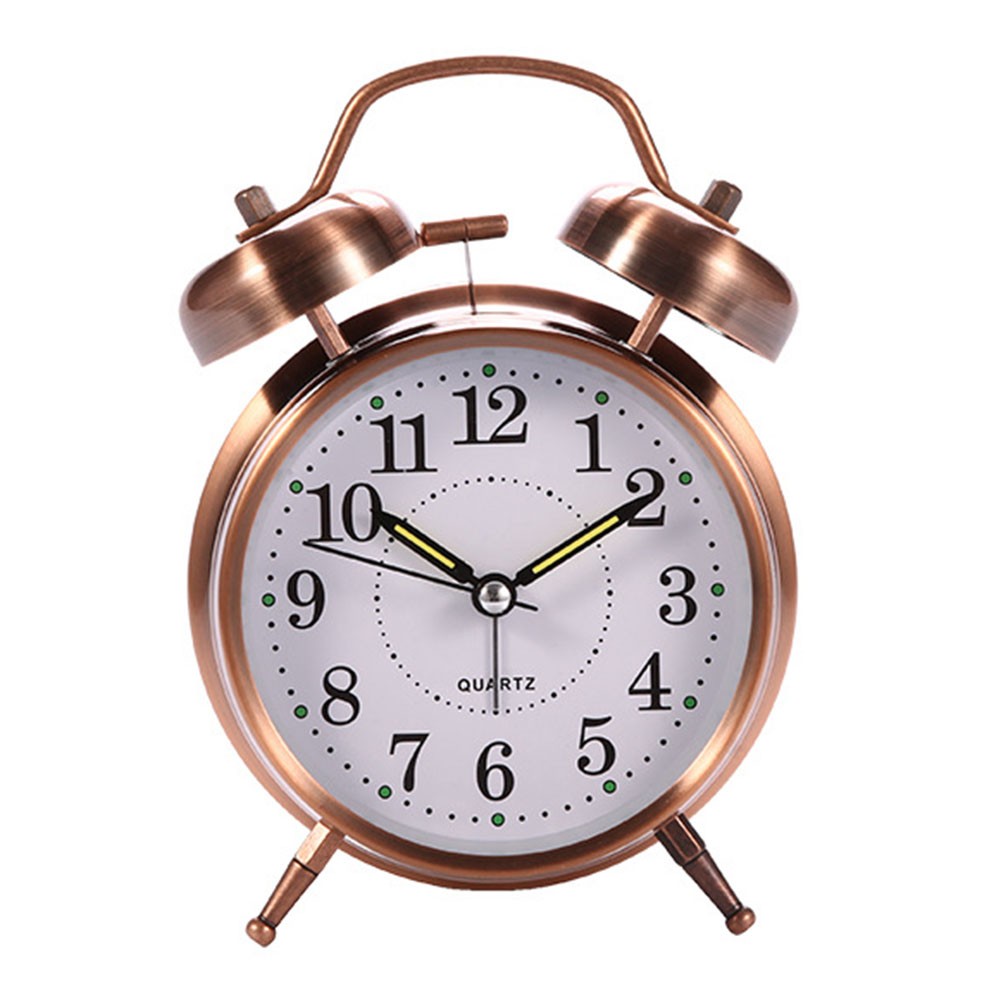 Metal Bell Clock 4-Inch Clock Size Convenient Power Source For Bedroom
