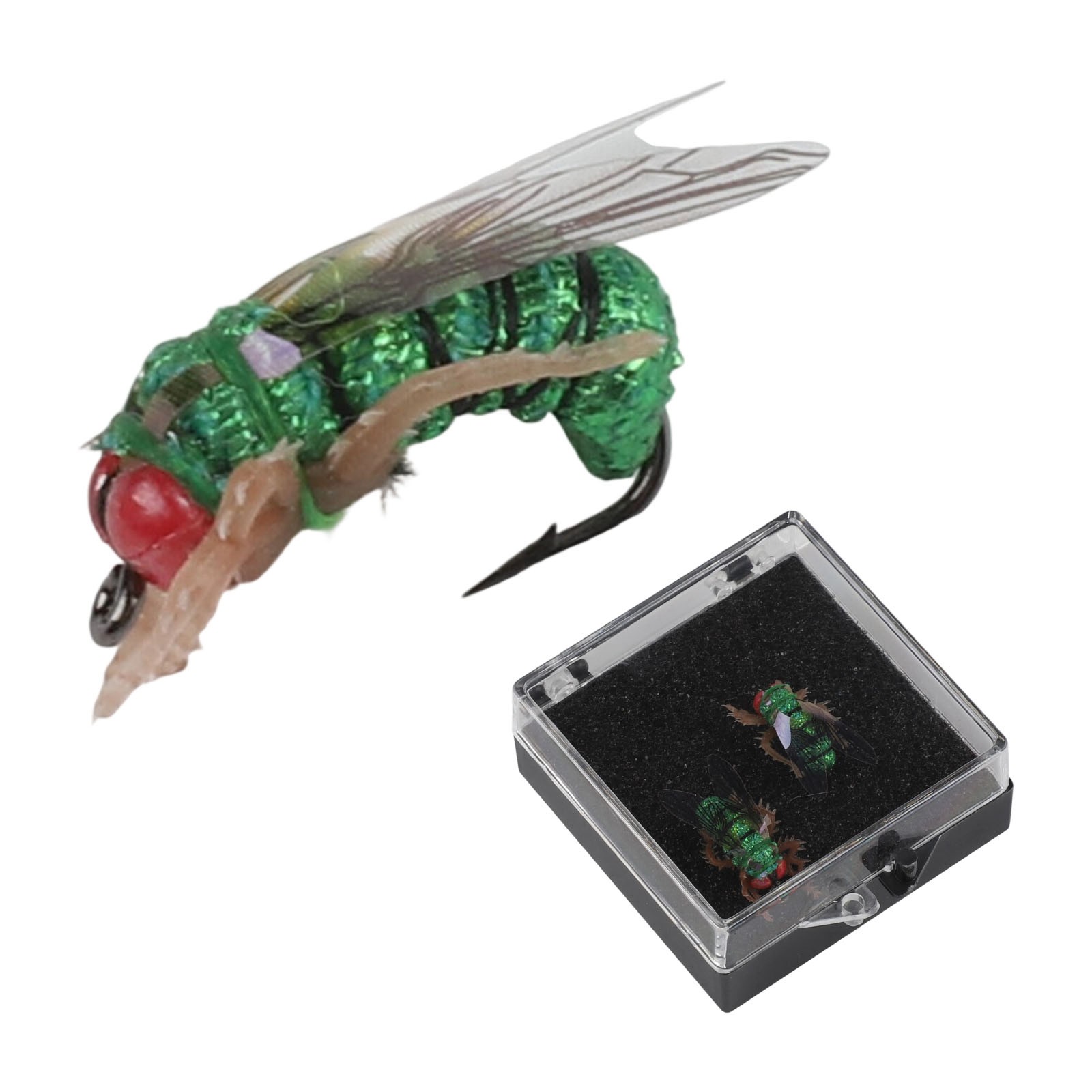 Juego de 2 señuelos de moscas de trucha para pesca cebos realistas de imitación de insectos - Imagen 19 de 43
