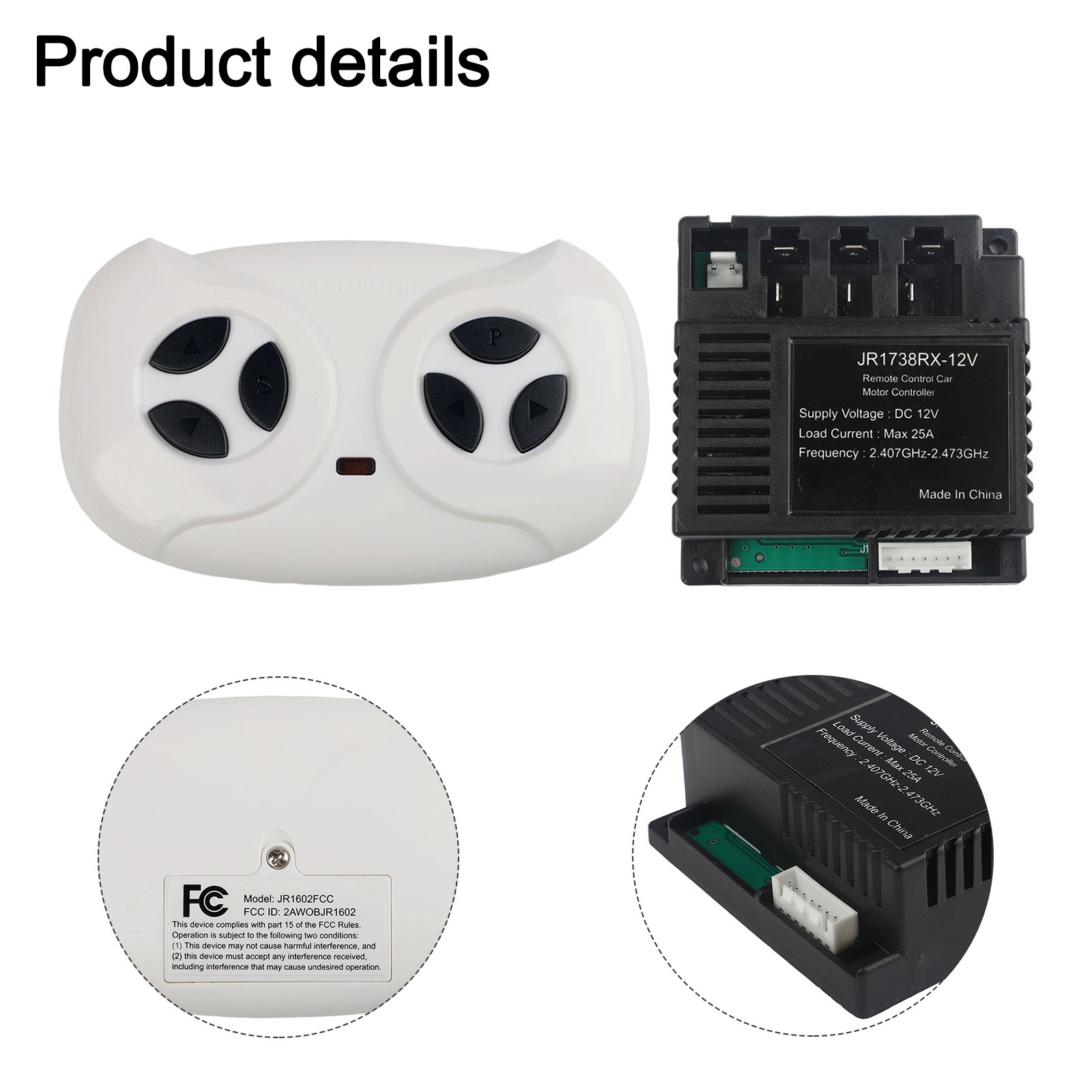 2 4G Remote Control for JR1738RX 12V Receiver Designed for Kids' Electric Cars - Afbeelding 38 van 42