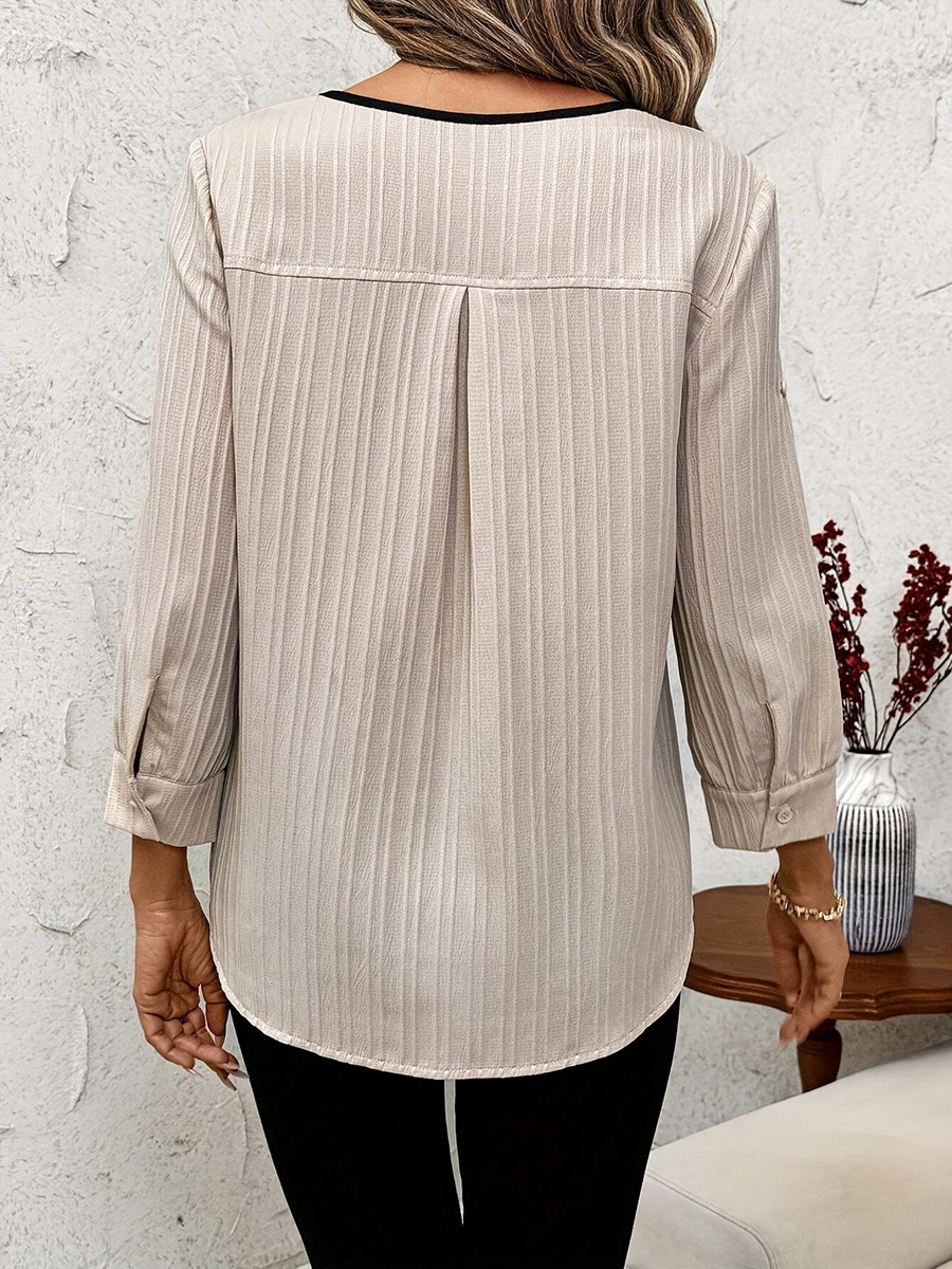Fashionable Apricot Striped Shirt for Women Ideal for Multiple Occasions - Picture 21 of 55