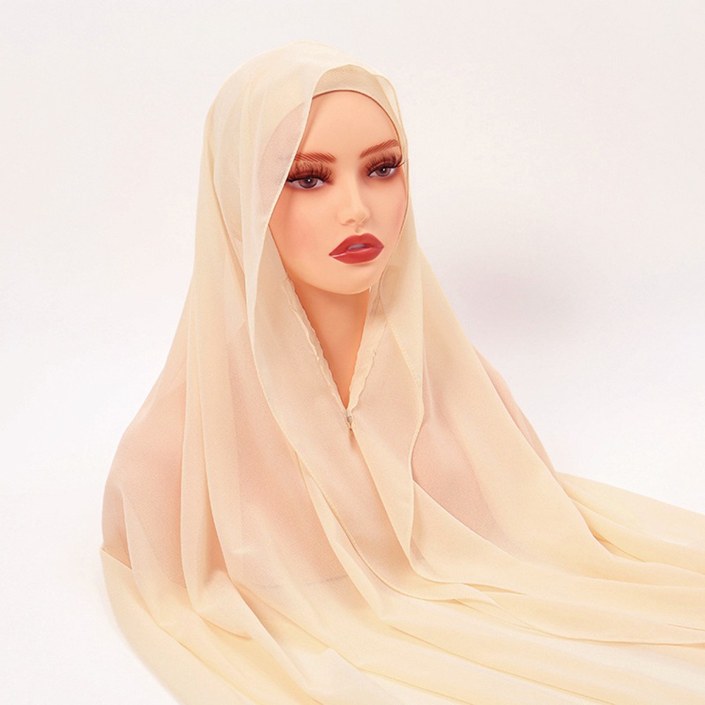 Chiffon Scarf Elastic Fit Comfortable Coverage Easy Maintenance Flexible Wear - Picture 15 of 30