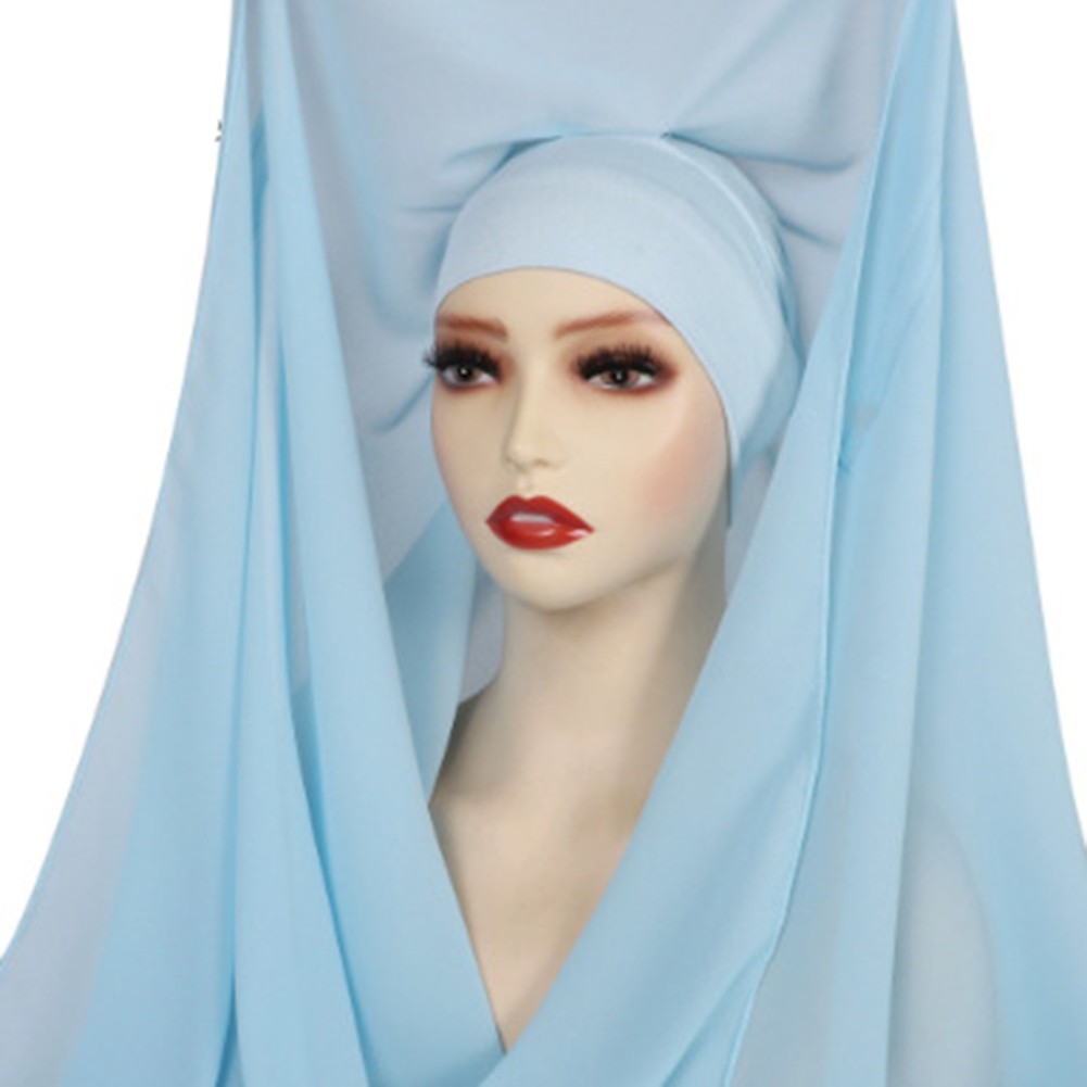 Chiffon Scarf Elastic Fit Comfortable Coverage Easy Maintenance Flexible Wear - Picture 27 of 30