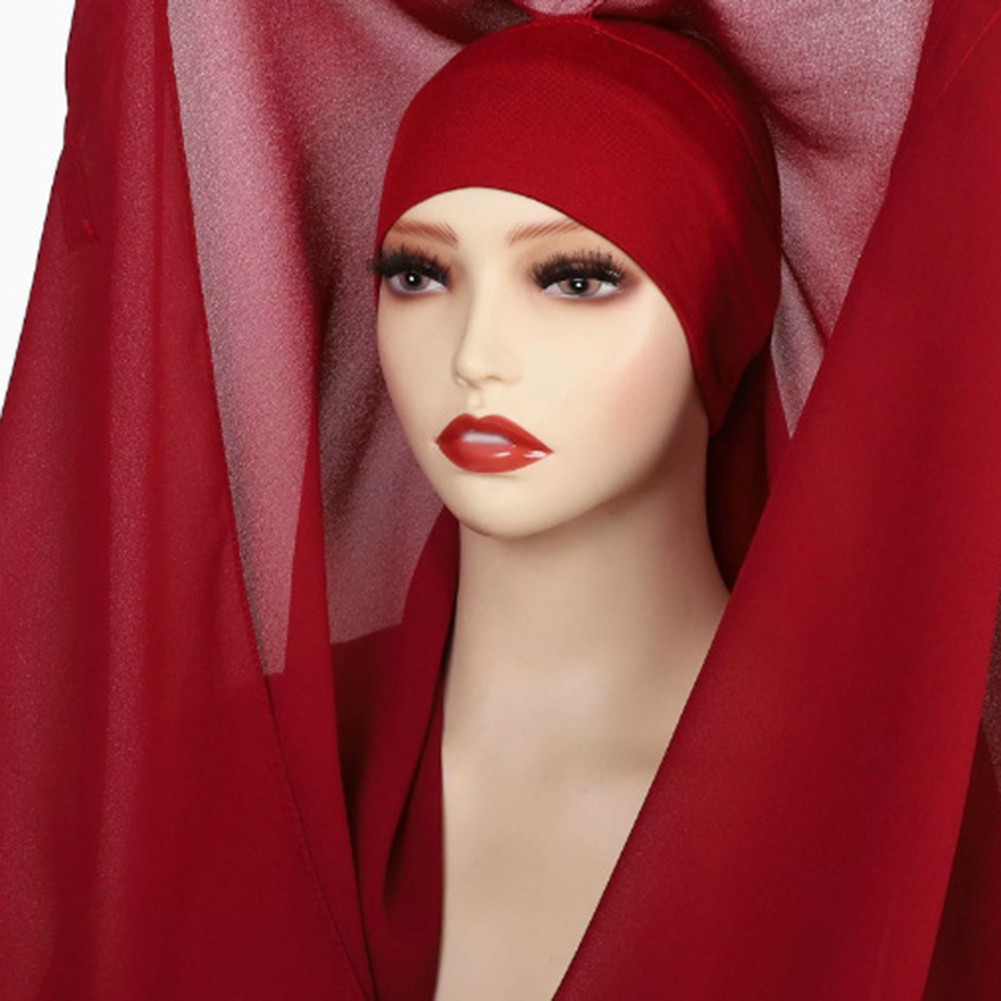 Chiffon Scarf Elastic Fit Comfortable Coverage Easy Maintenance Flexible Wear - Picture 22 of 30