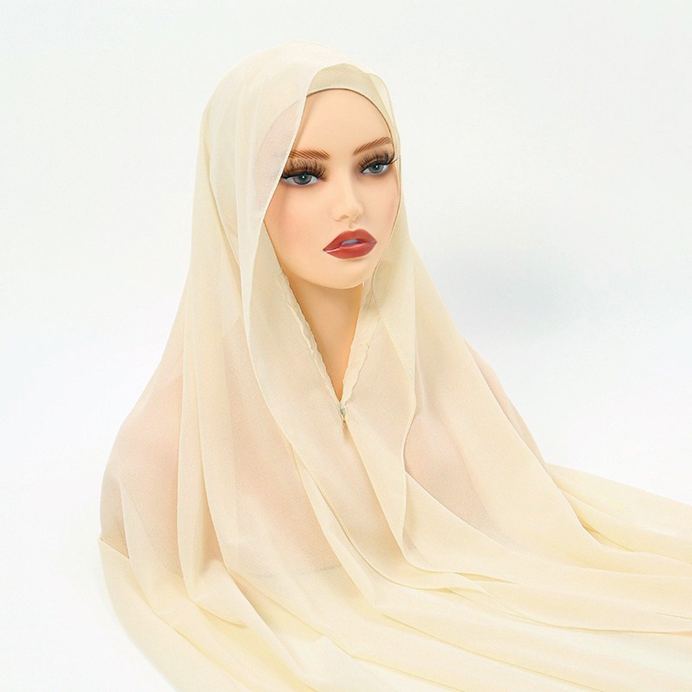 Chiffon Scarf Elastic Fit Comfortable Coverage Easy Maintenance Flexible Wear - Picture 24 of 30