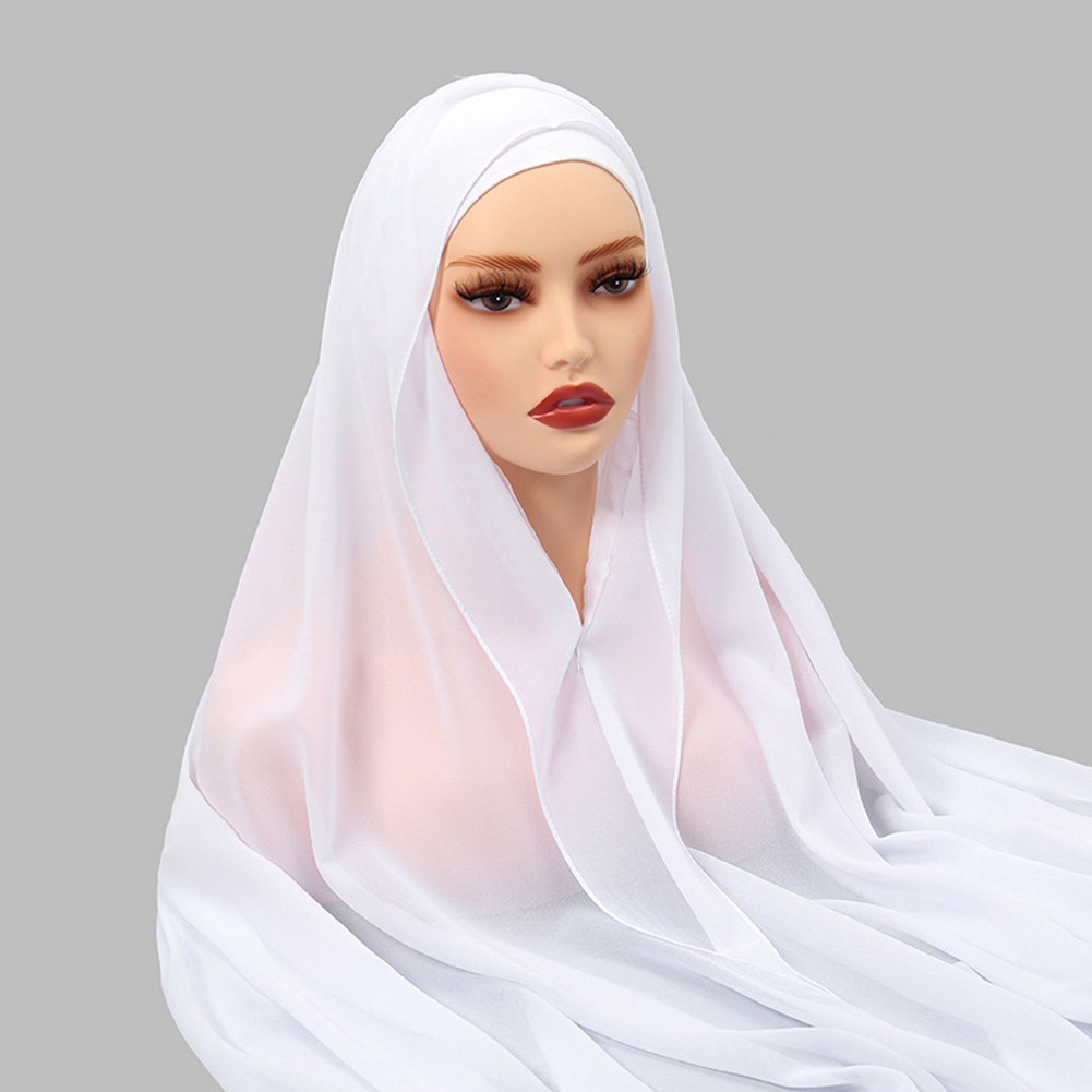 Chiffon Scarf Elastic Fit Comfortable Coverage Easy Maintenance Flexible Wear - Picture 14 of 30