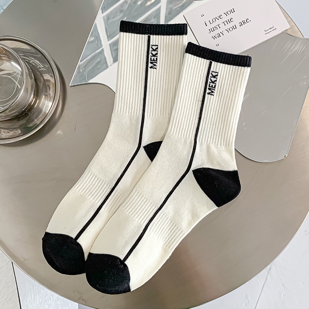Stylish Black and White Striped Socks for Women with Breathable Cotton - Picture 17 of 17