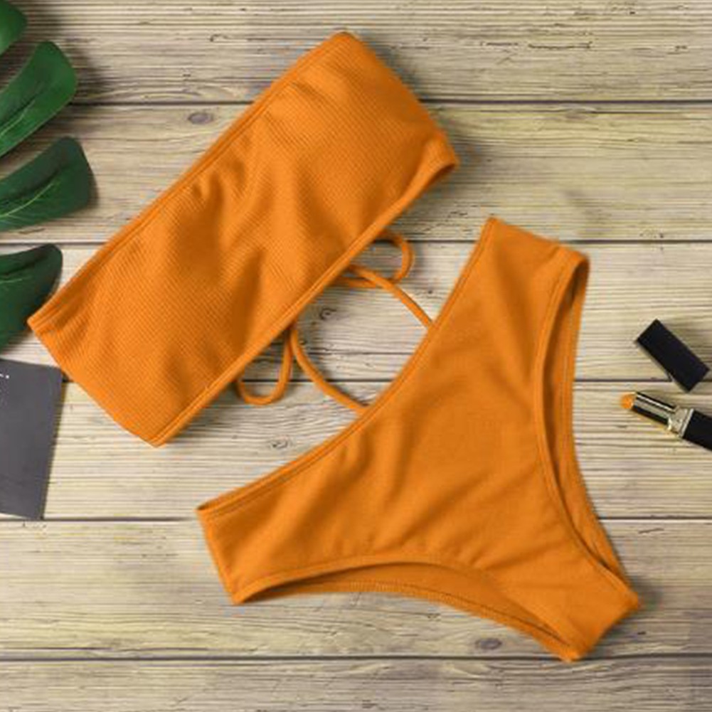 Stylish Tube Top Bikini for Women High Waist Two Piece Swimsuit for Beach Fun