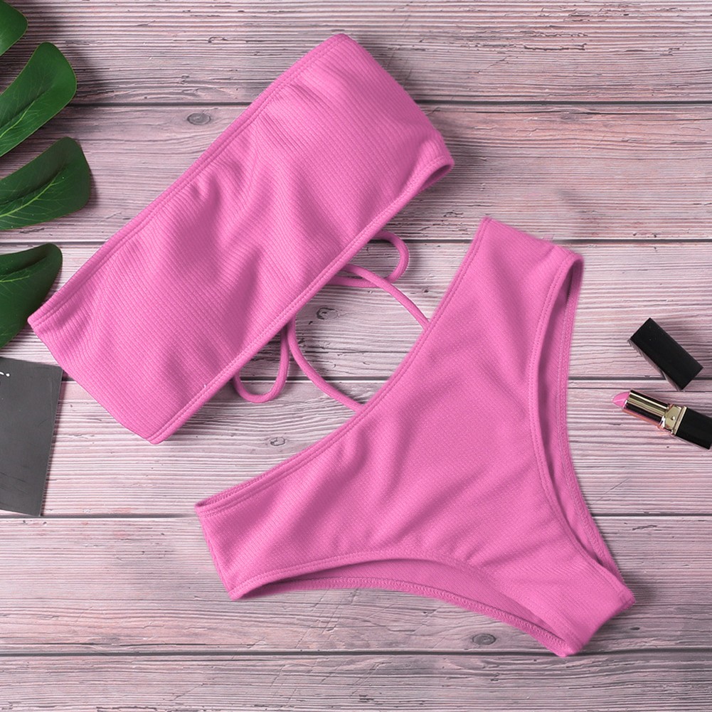 Elegant Womens Bikini Set High Waist Tube Top Swimsuit for Outdoor Activities