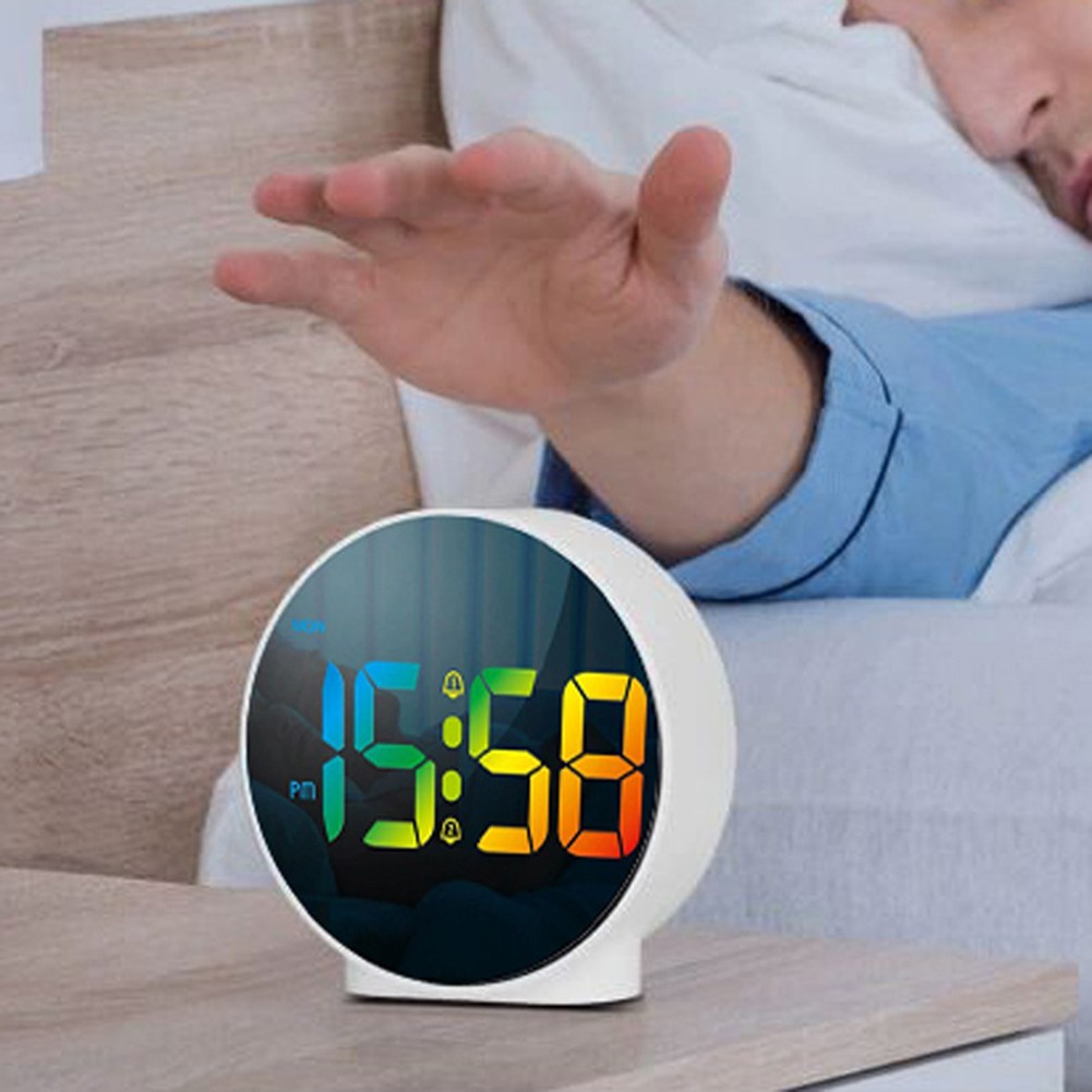 Space Saving Digital Alarm Clock with Curved Display and User Friendly Features