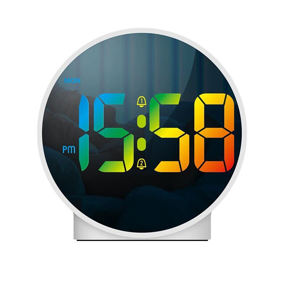Space Saving Digital Alarm Clock with Curved Display and User Friendly Features