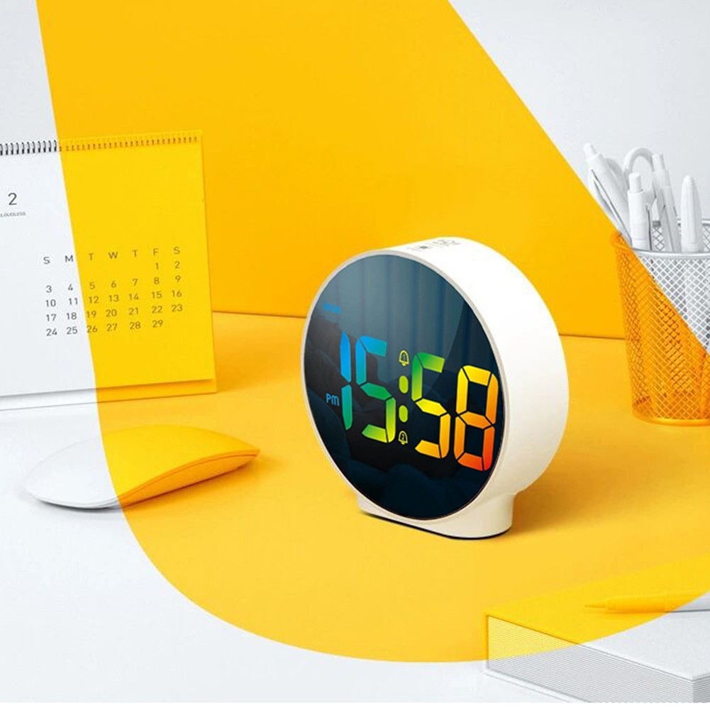 Space Saving Digital Alarm Clock with Curved Display and User Friendly Features