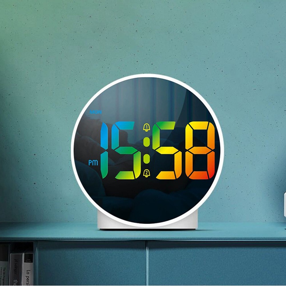 Space Saving Digital Alarm Clock with Curved Display and User Friendly Features