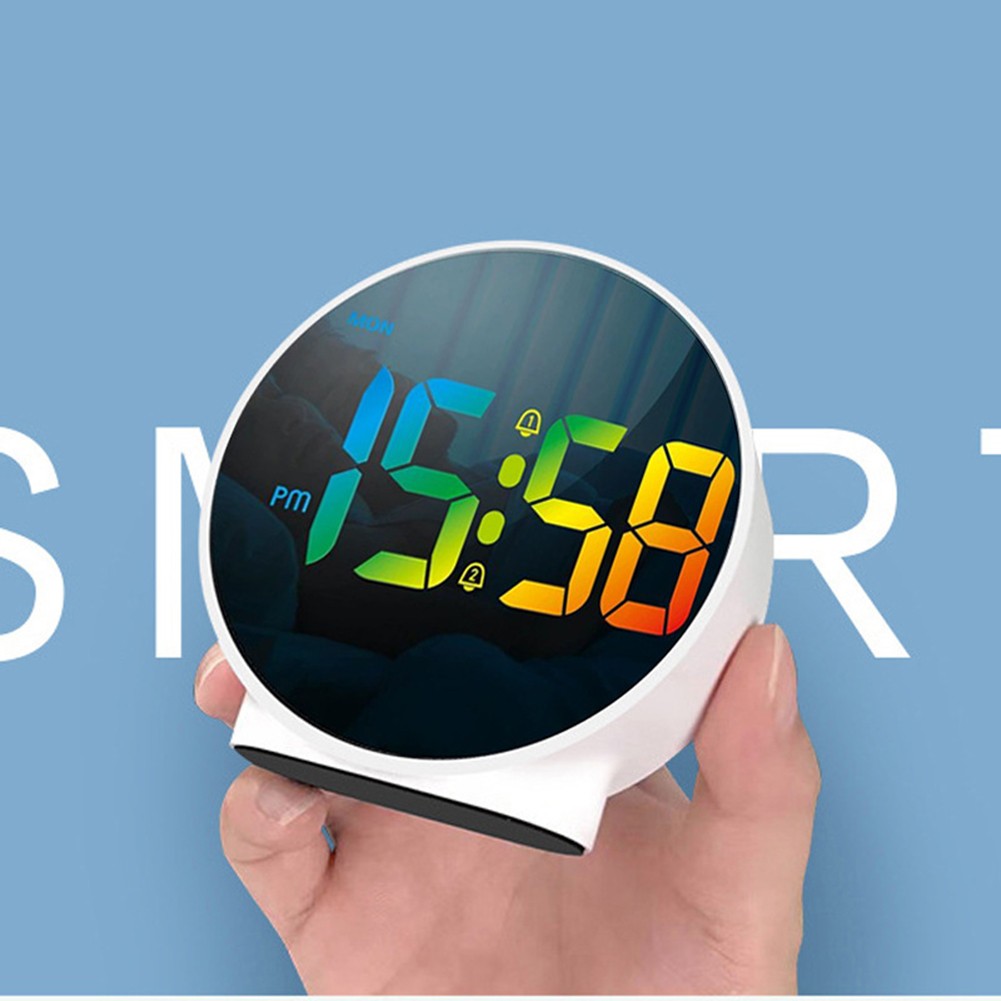 Space Saving Digital Alarm Clock with Curved Display and User Friendly Features