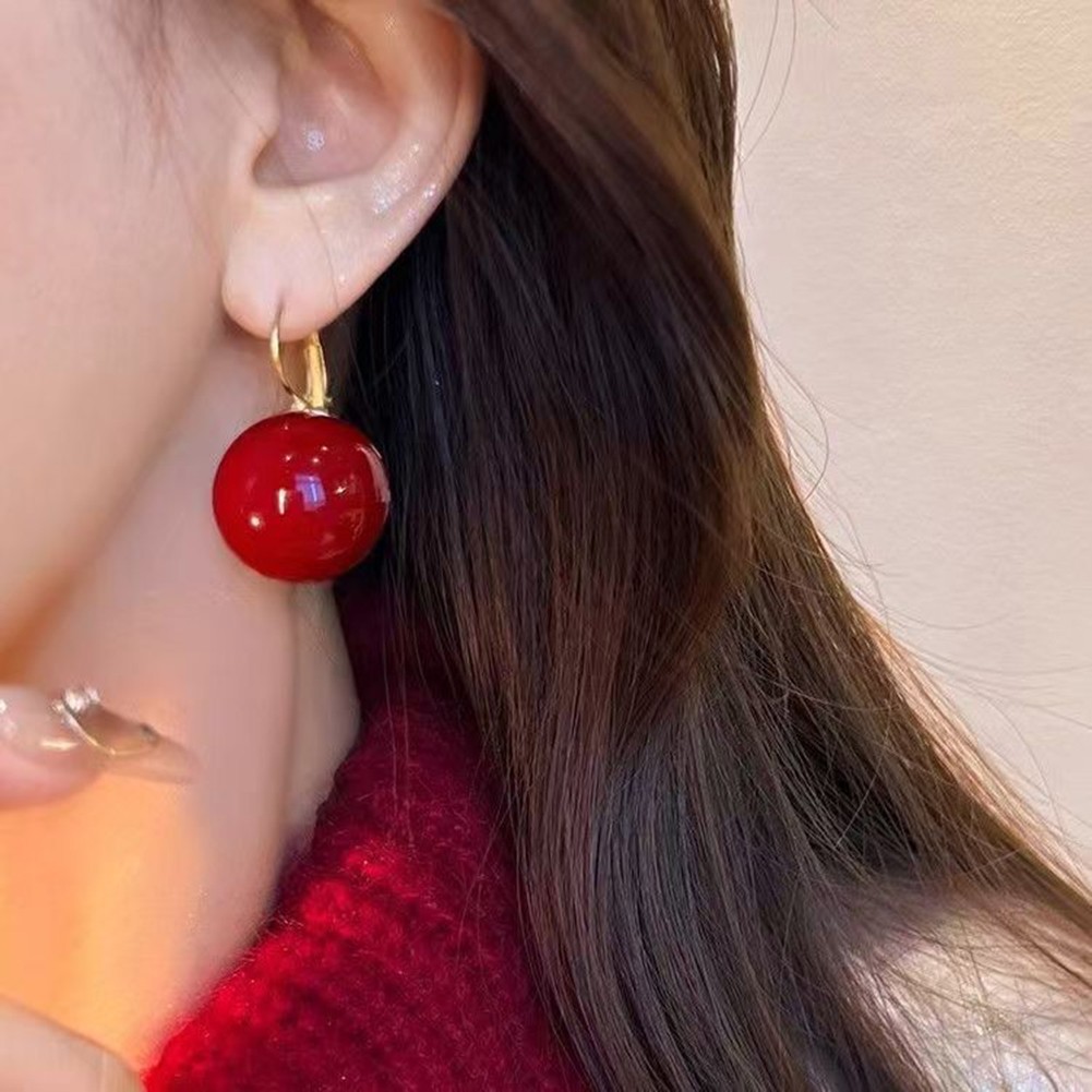 Contemporary Red Pearl Stud Earrings Dazzling Design for Women of All Ages
