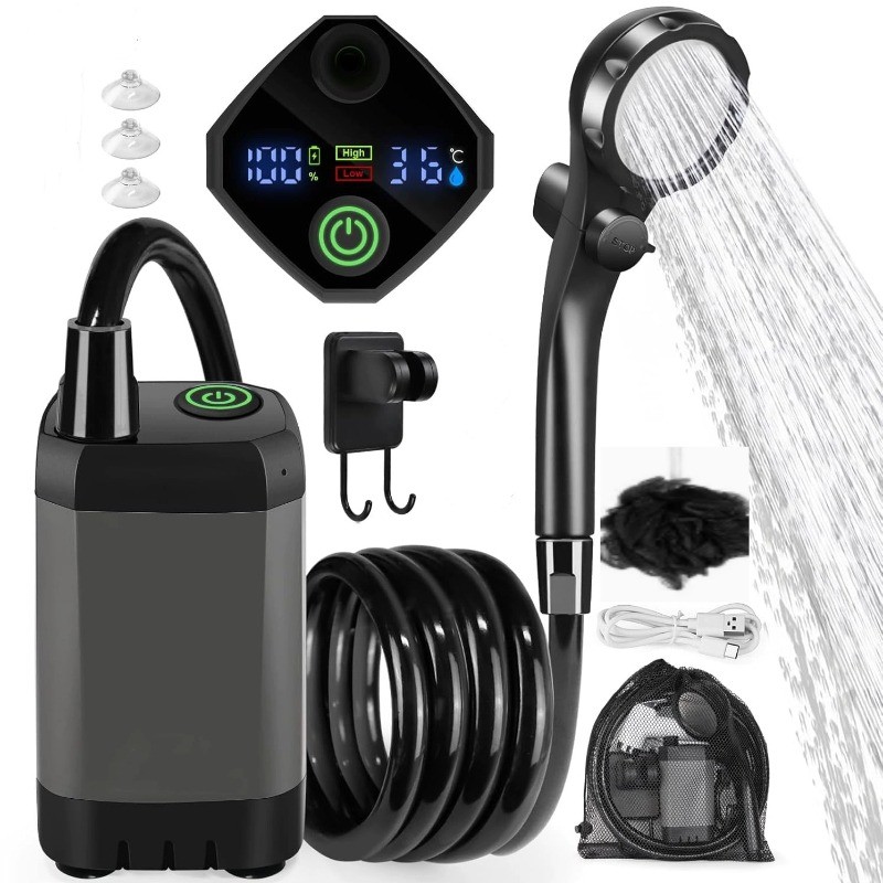 Battery Powered Camping Shower with LED Display for Outdoor Adventures - Bild 13 von 14