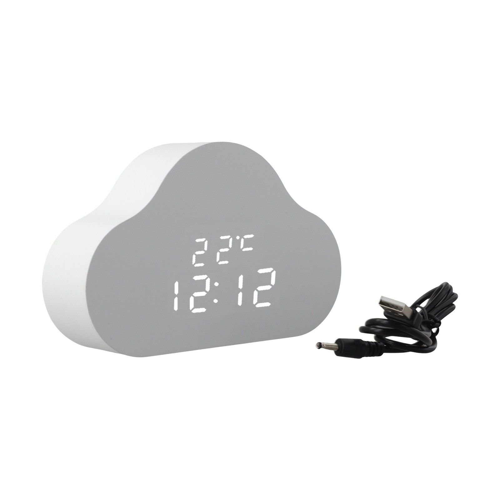 Cloud Shaped LED Clock with Temperature Display and Night Light Option