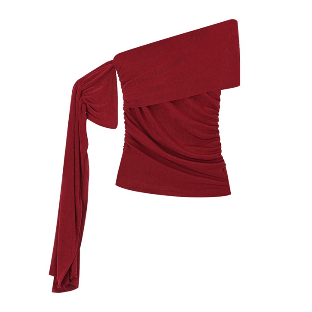 Summer Casual T Shirt for Women with Unique Irregular One Shoulder Style