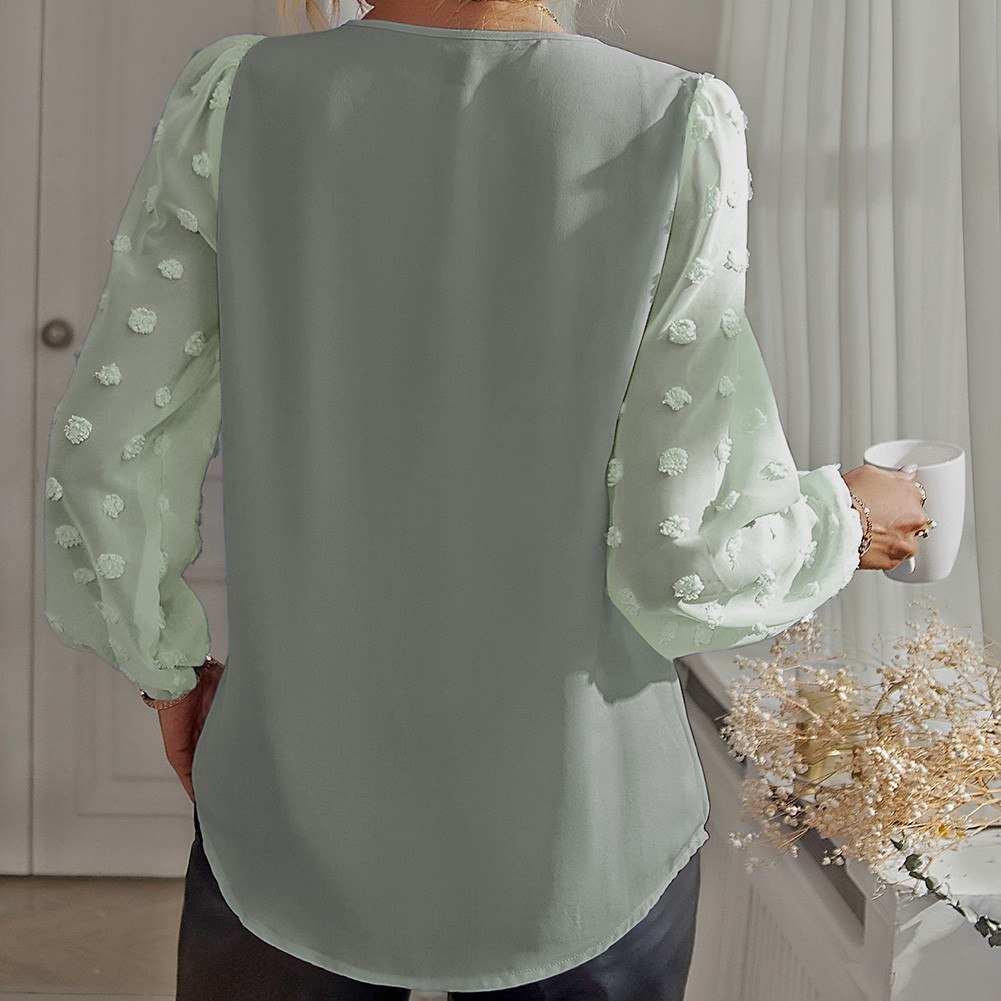 Loose Fit Women's Shirt with V neck for Comfortable Spring and Summer Days - Picture 21 of 52