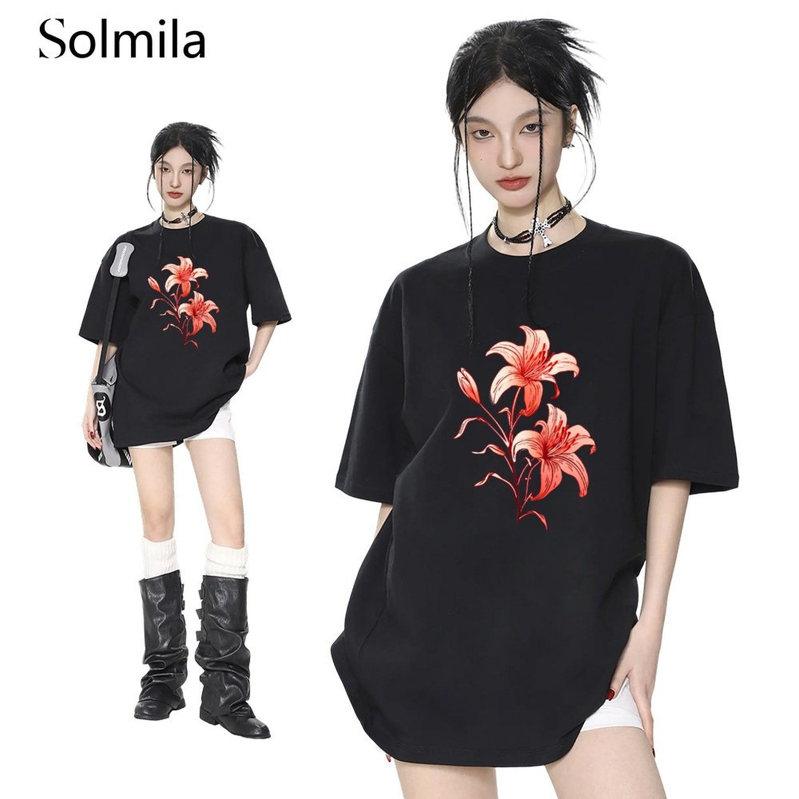 Na wiosnę na lato koreański styl Casual T-shirt do codziennego noszenia Piękny kształt - Zdjęcie 2 z 13
