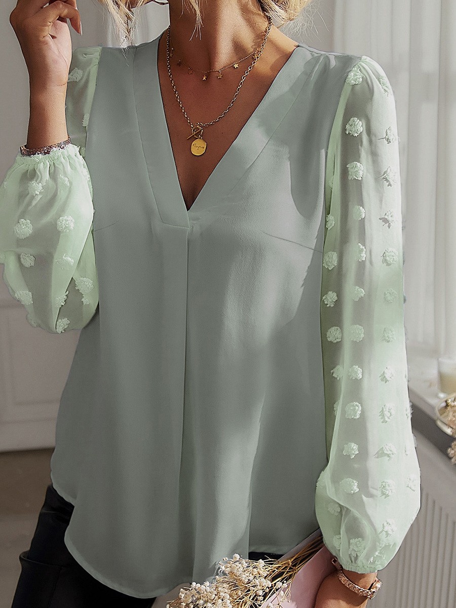 Loose Fit Women's Shirt with V neck for Comfortable Spring and Summer Days - Picture 19 of 52