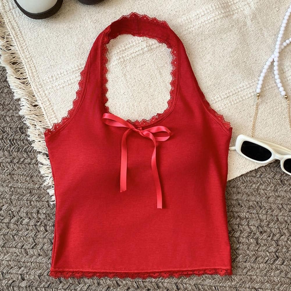 Casual Solid Color Ladies' Vest with Bow Neck for Spring and Summer Style - Picture 13 of 13