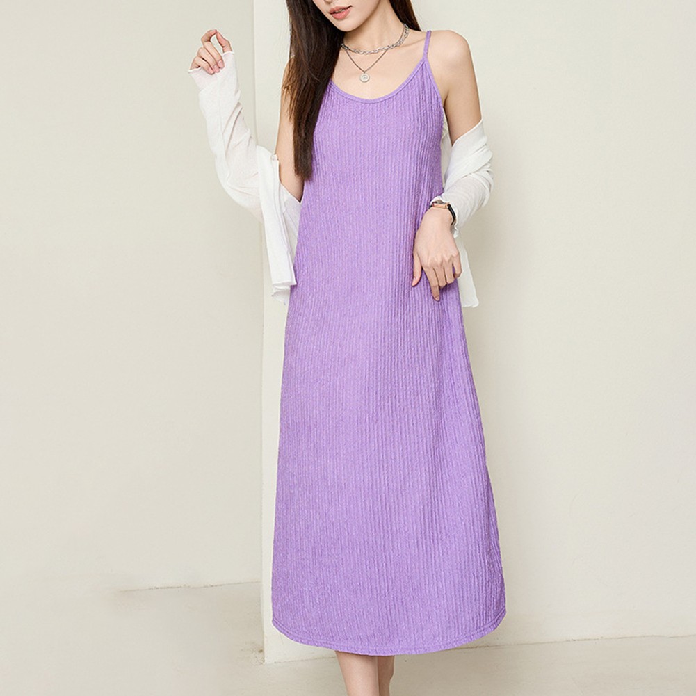 Modern Womens Suspenders Dress with Pleated Texture for Effortless Casual Style - Picture 13 of 20