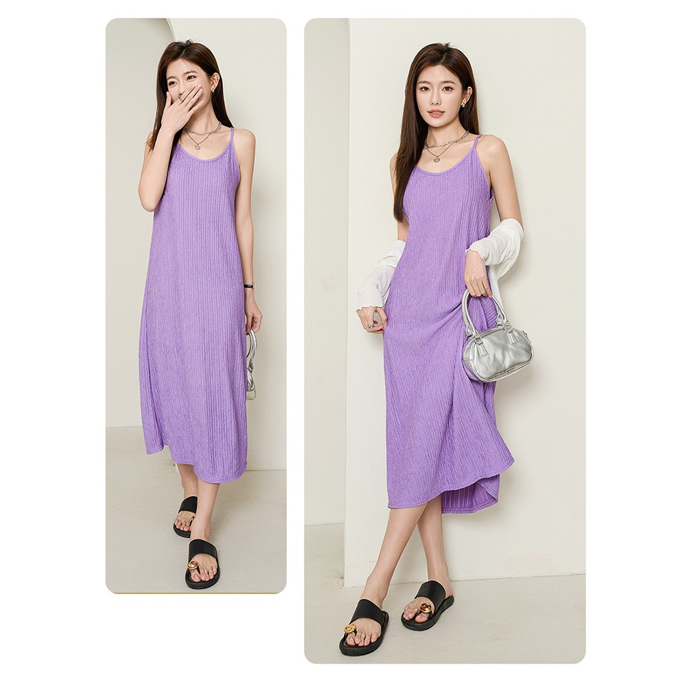 Modern Womens Suspenders Dress with Pleated Texture for Effortless Casual Style - Picture 14 of 20