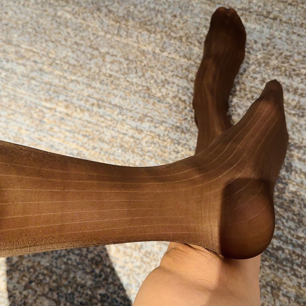 Pour vêtements d'affaires hommes rayures robe chaussettes bas tube transparent - Picture 38 of 62