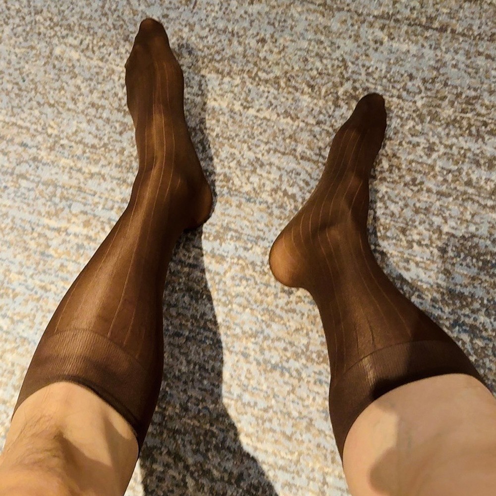Pour vêtements d'affaires hommes rayures robe chaussettes bas tube transparent - Picture 34 of 62