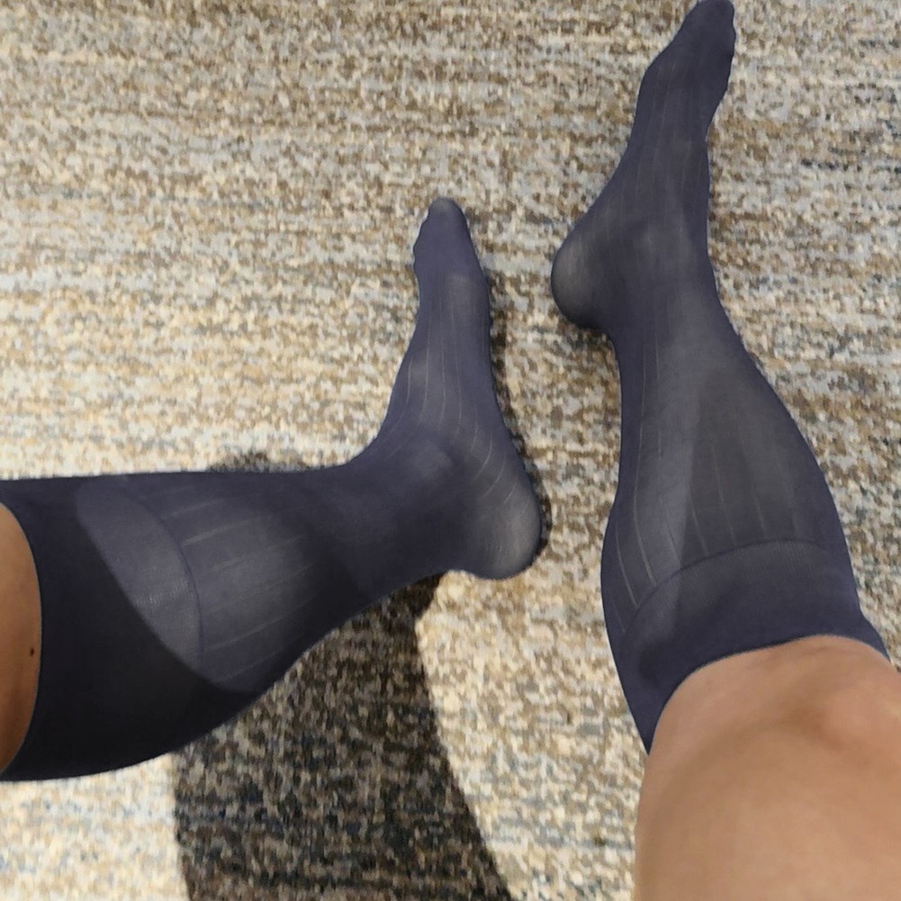 Pour vêtements d'affaires hommes rayures robe chaussettes bas tube transparent - Picture 19 of 62