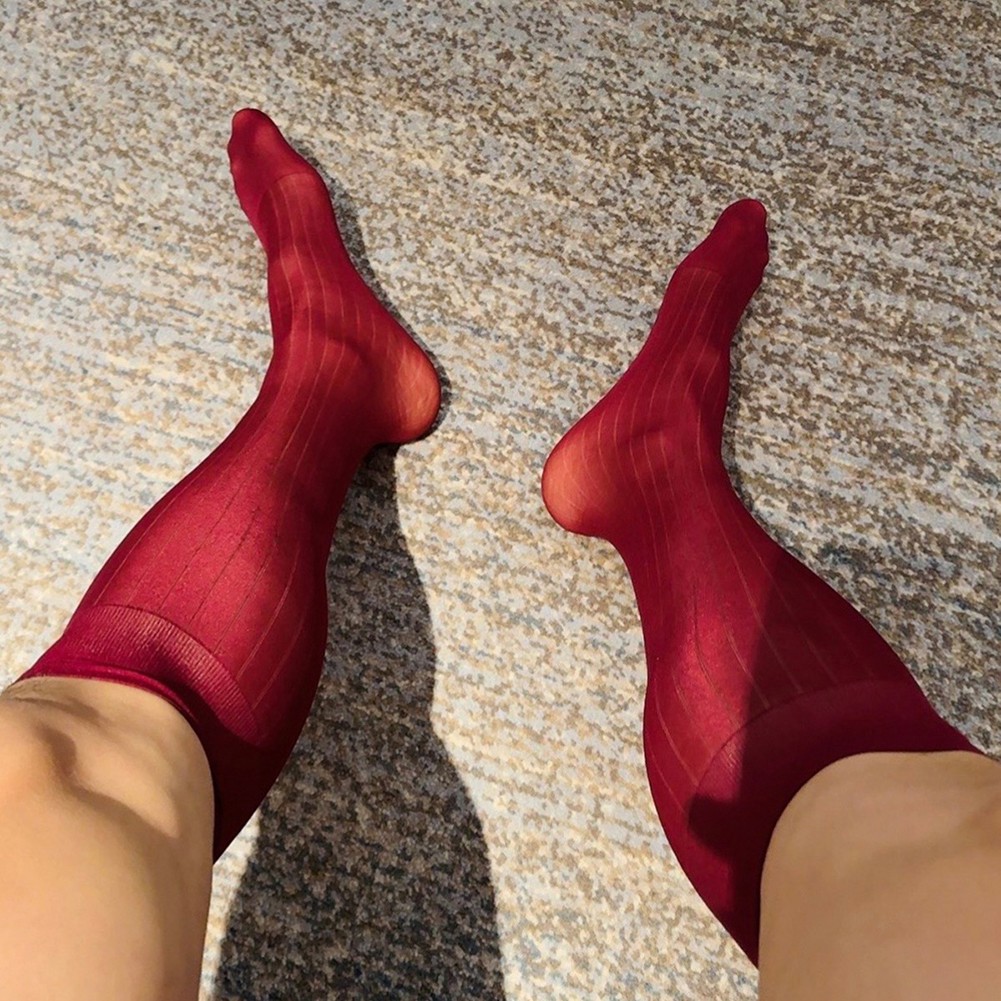 Pour vêtements d'affaires hommes rayures robe chaussettes bas tube transparent - Picture 41 of 62