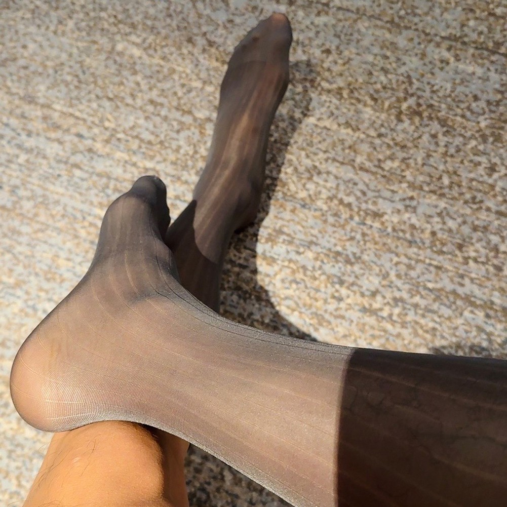 Pour vêtements d'affaires hommes rayures robe chaussettes bas tube transparent - Picture 26 of 62