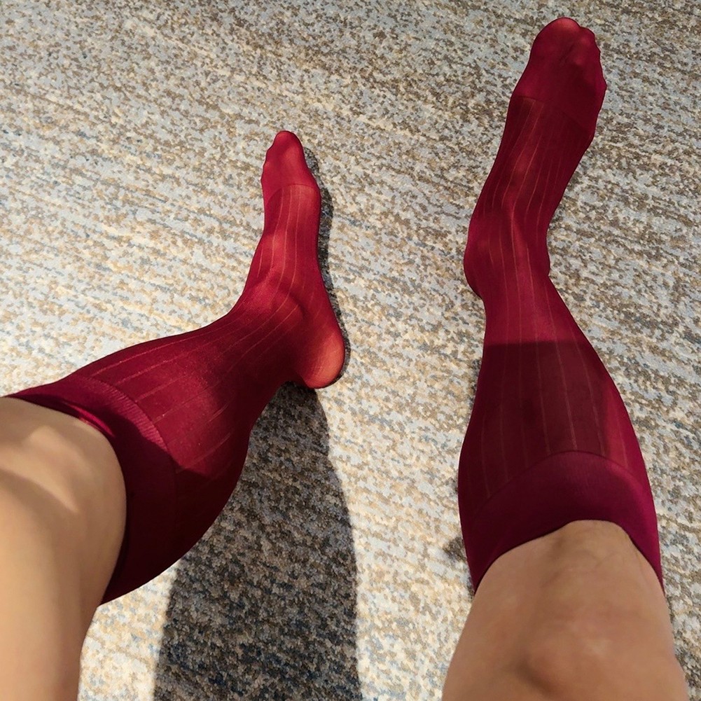 Pour vêtements d'affaires hommes rayures robe chaussettes bas tube transparent - Picture 42 of 62