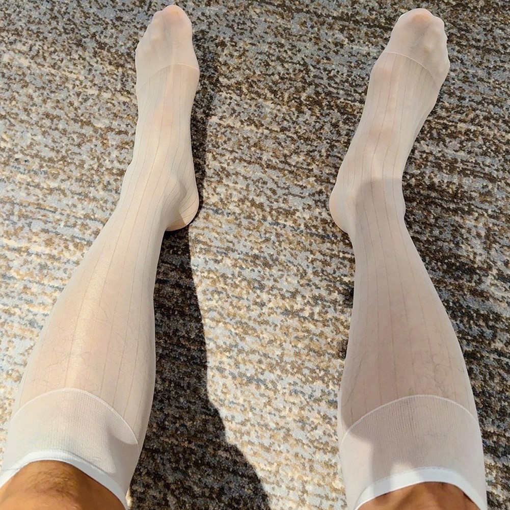 Pour vêtements d'affaires hommes rayures robe chaussettes bas tube transparent - Picture 29 of 62