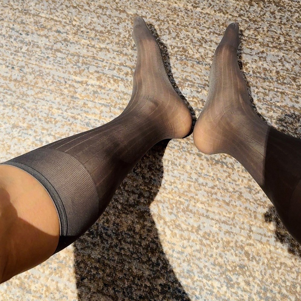 Pour vêtements d'affaires hommes rayures robe chaussettes bas tube transparent - Picture 24 of 62