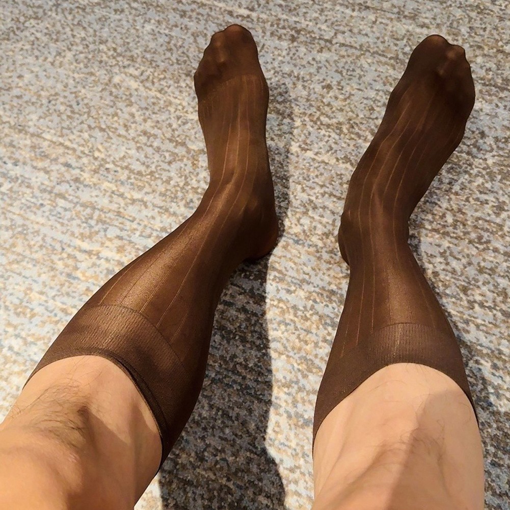 Pour vêtements d'affaires hommes rayures robe chaussettes bas tube transparent - Picture 35 of 62