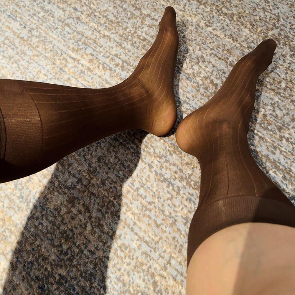 Pour vêtements d'affaires hommes rayures robe chaussettes bas tube transparent - Picture 39 of 62